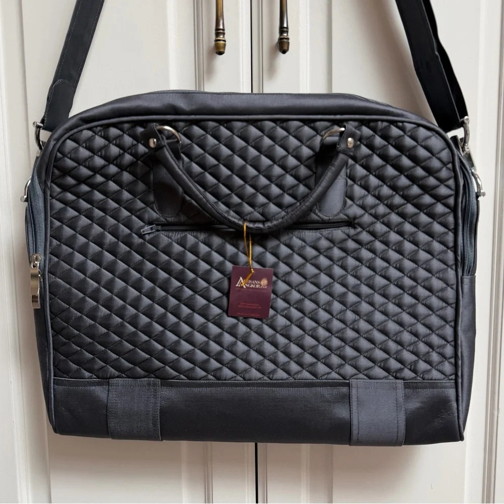 NWT Artisans Angkor Quilted Silk Laptop Travel Bag Gray